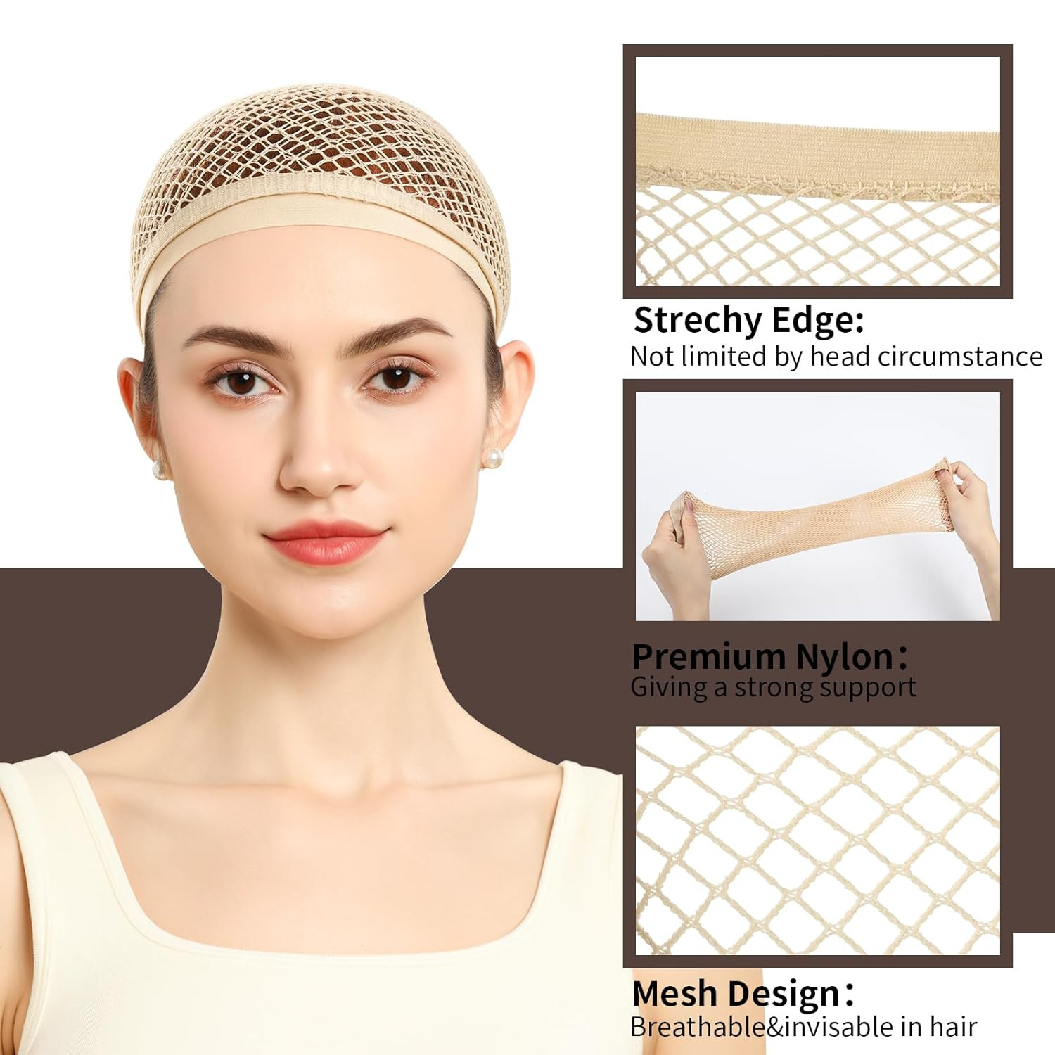 Wig Cap, Hair Net for Wigs, 30 CM Large Mesh Wig Cap for Long Hair for Women, Ny