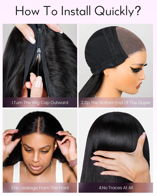 Replaceable Brown Human Hair Lace Front Wig Pre Cut Mixall Four-Piece Set Wigs