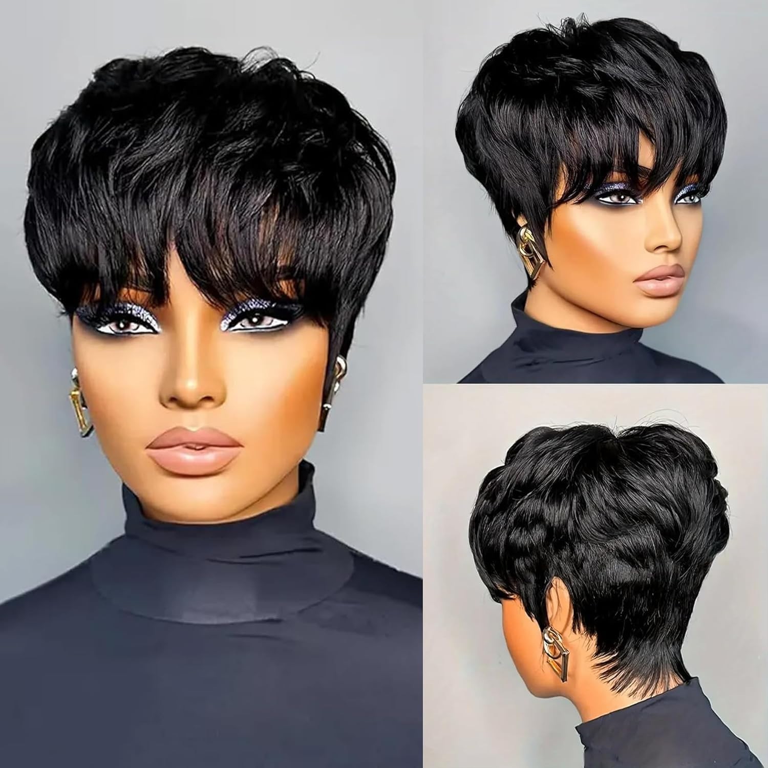 Short Pixie Wigs Glueless Full Machine Made