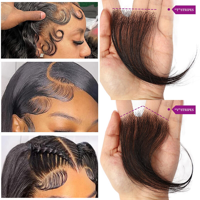 Invisible Baby Hair Lace Edge Stripes Reusable Remy Human Hair Piece Black Women