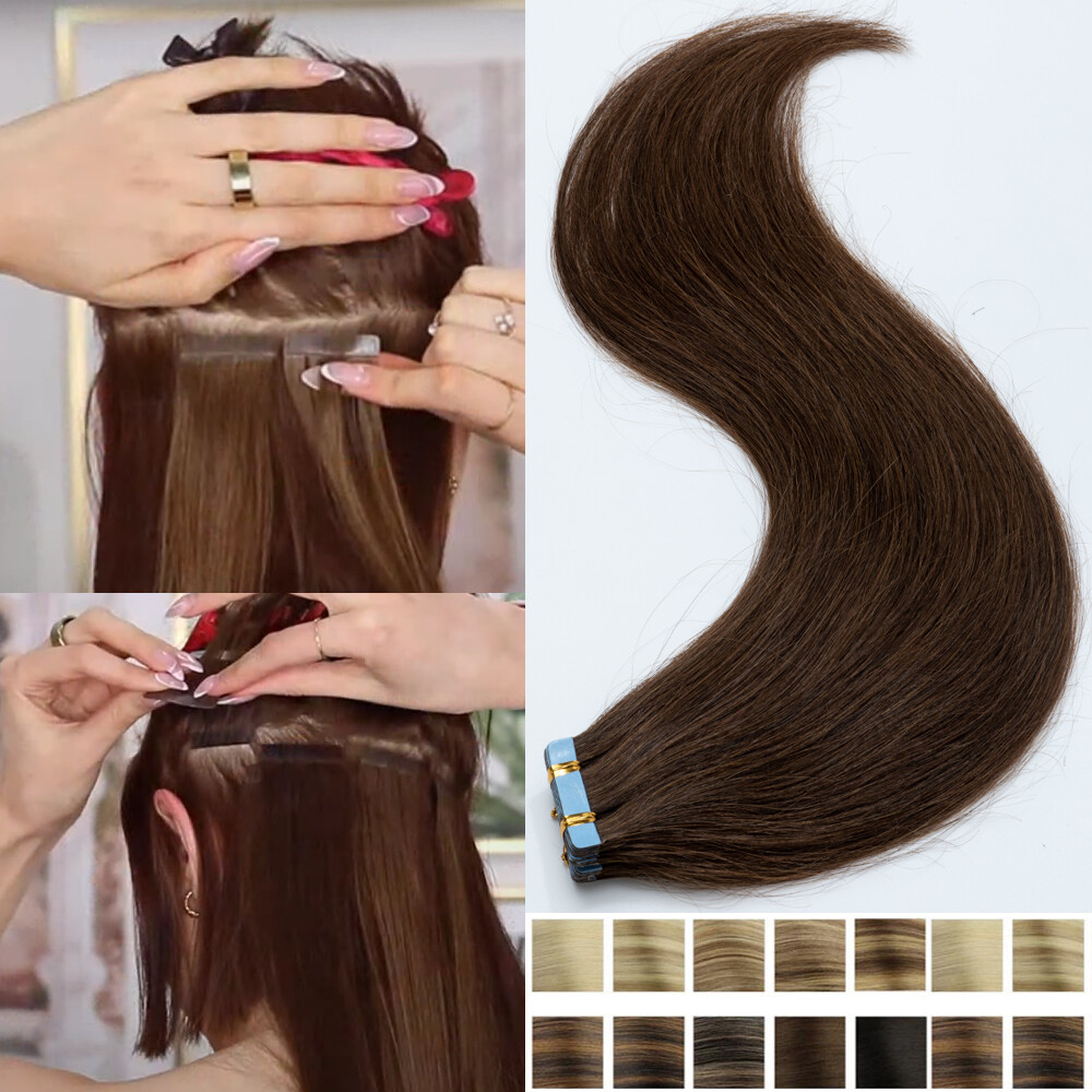 150g Seamless Tape In Skin Weft 100% Remy Human Hair Extensions Women Clearance