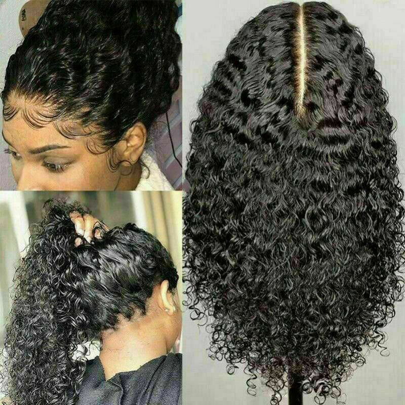 Human Hair Lace Front Wig Womens Brazilian Human Long Curly Wavy Hair Wigs 18″