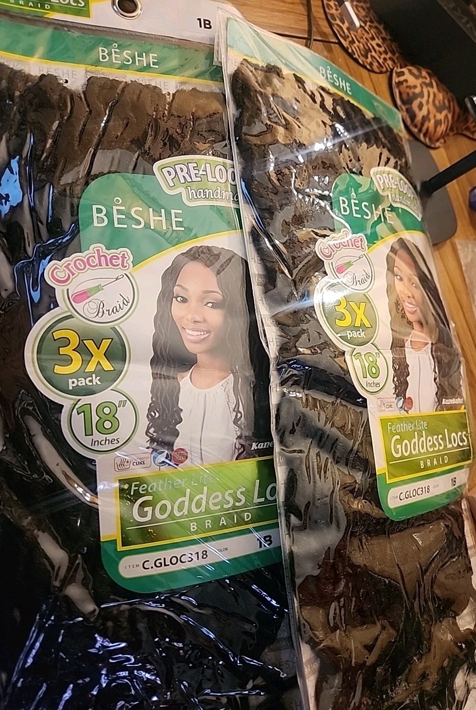 Beshe Goddess Locs 18″ Crochet Hair 1B Pre-looped Set Of 2 Packs
