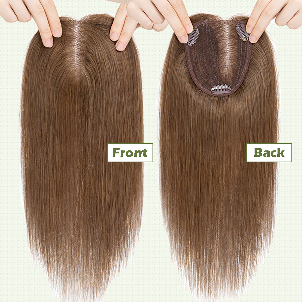 100% Real Human Hair Toppers 130% Density 10x12cm Women Side Part Clip In Wiglet