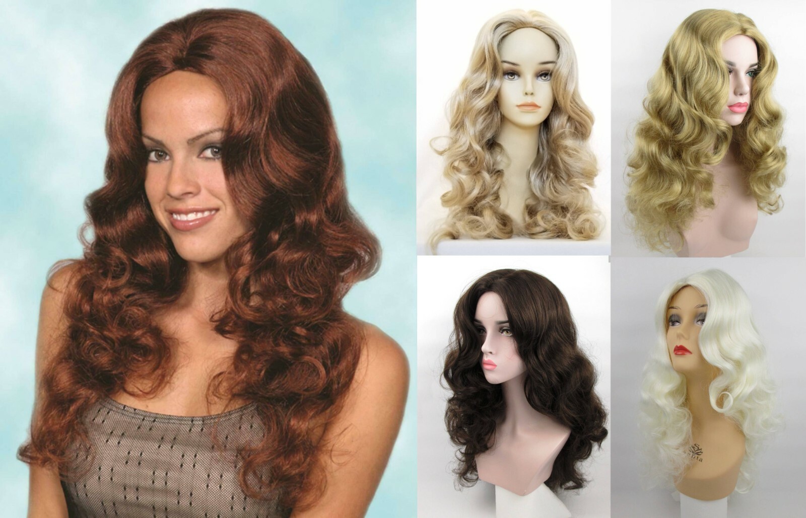 WOMENS LONG LOOSE SOFT CURLS CURLY WAVY LAYERED WIG NO BANGS CASSIE SKIN TOP