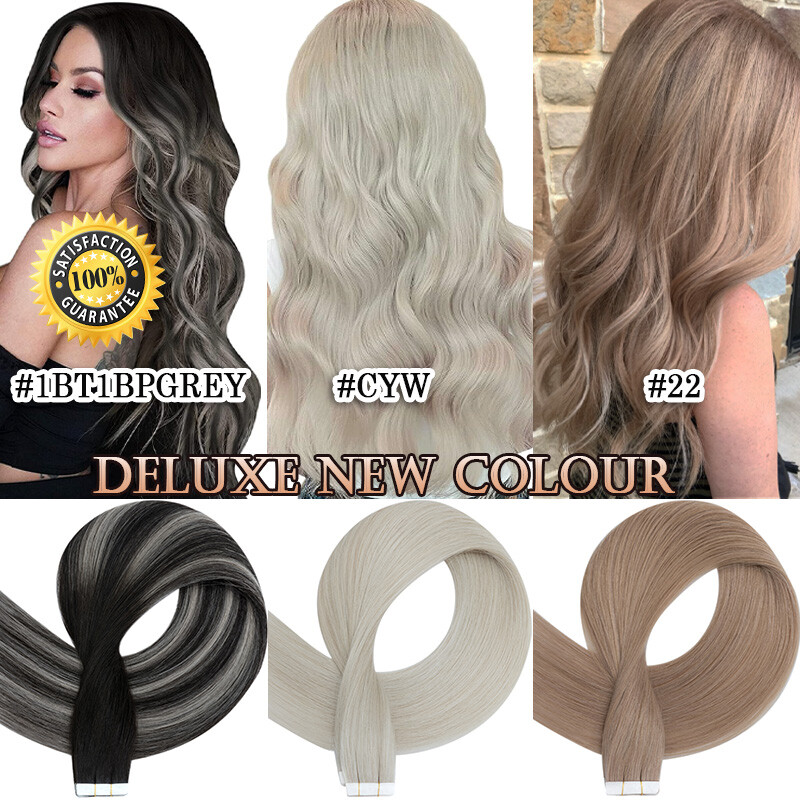 Thick Tape In Indian Remy Real Human Hair Extensions Skin Weft 40PCS Full Head