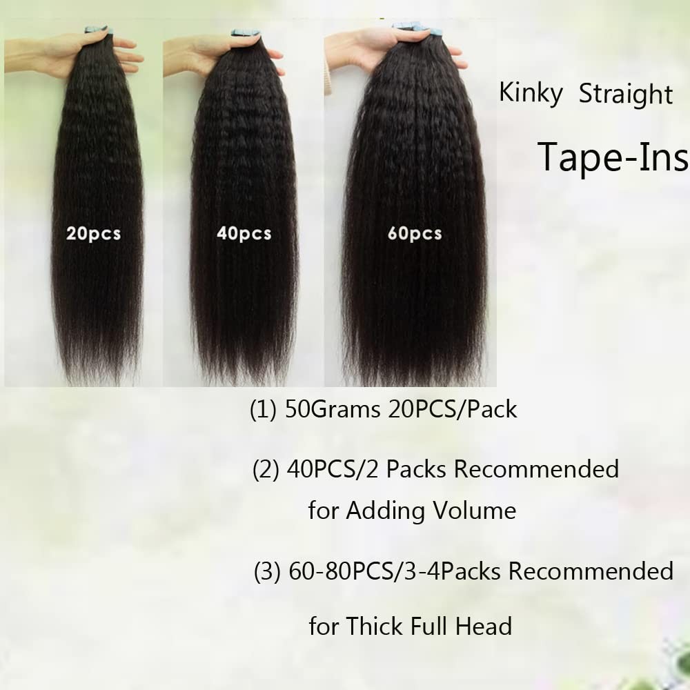 Sunfa Tape In Hair Extensions Real Human Hair Kinky Straight Tape In Remy Hair