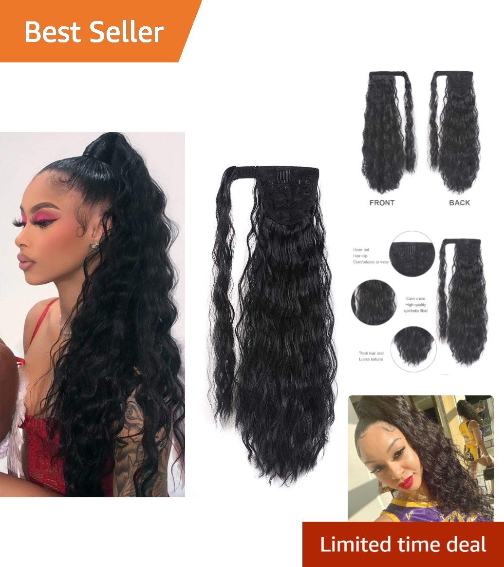 Elegant 22 Inch Corn Wave Curly Clip-In Ponytail Extension – Synthetic Hairpiece