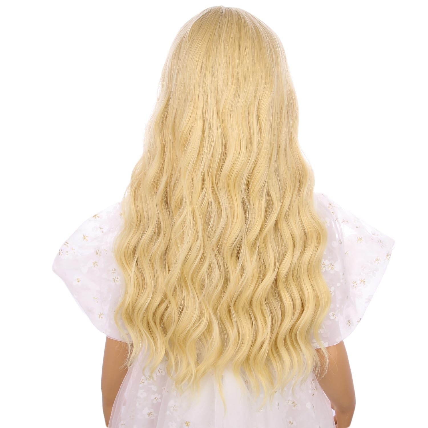 Kids Blonde Wig with Bangs Girls Light Blonde Wigs Long Wavy Curly Blond Wig for
