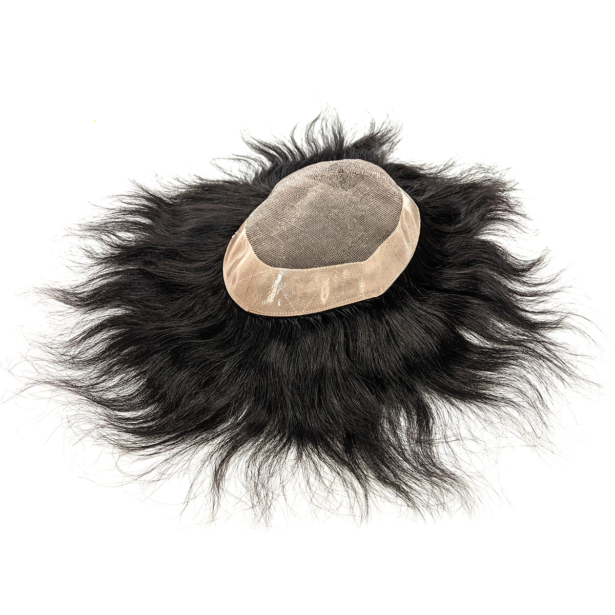 Men’s Durable Fine Mono Hair System Toupee Human Hair #1B Natural Black