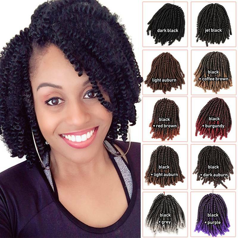 US 8″ Afro Crochet Spring Twist Braids Hair Extension Passion Spring Twist Ombre