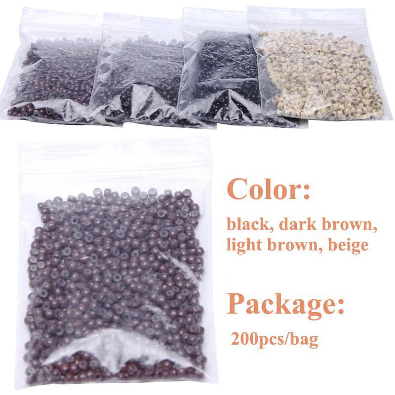 HAIRRO Nano Beads Tip Mini Micro Loop Small Ring for Nano Hair Extensions Black