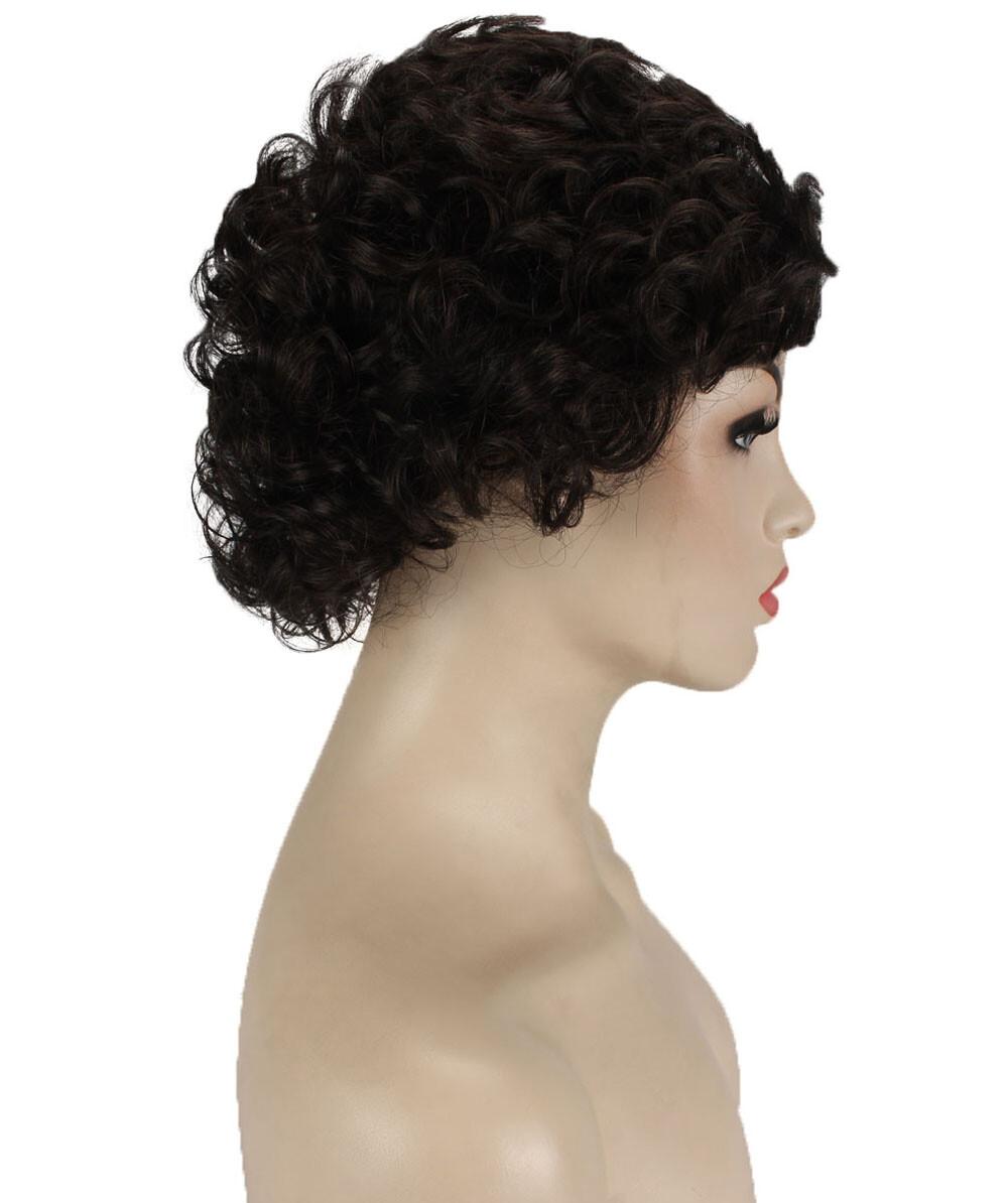 Monroe – Curly Kanekalon Synthetic Fiber Full Wig, 4 – 4.5 in, Dark Brown