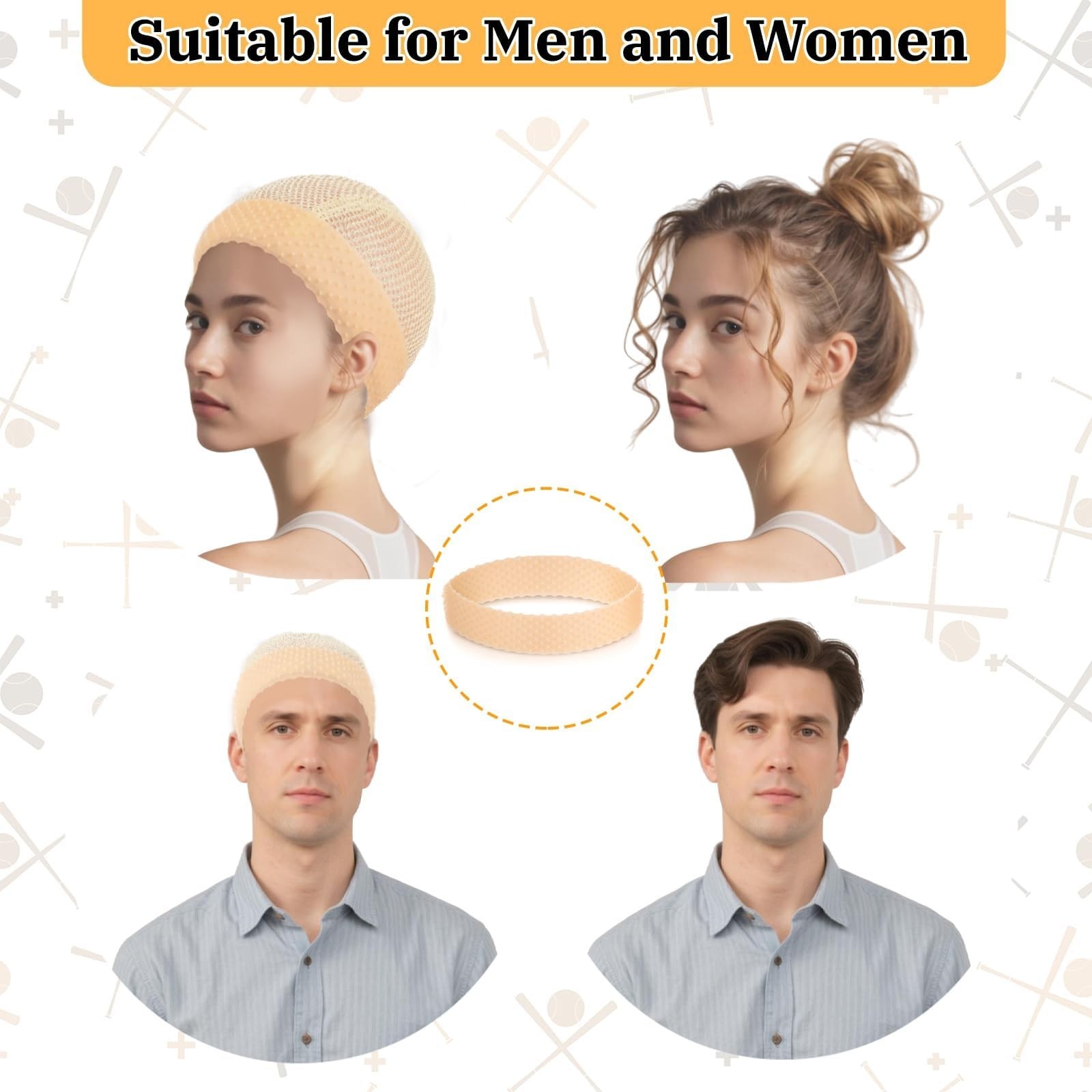 4Pcs Silicone Wig Grip Band Adjustable Elastic Non Slip Wig Headband Holder, New