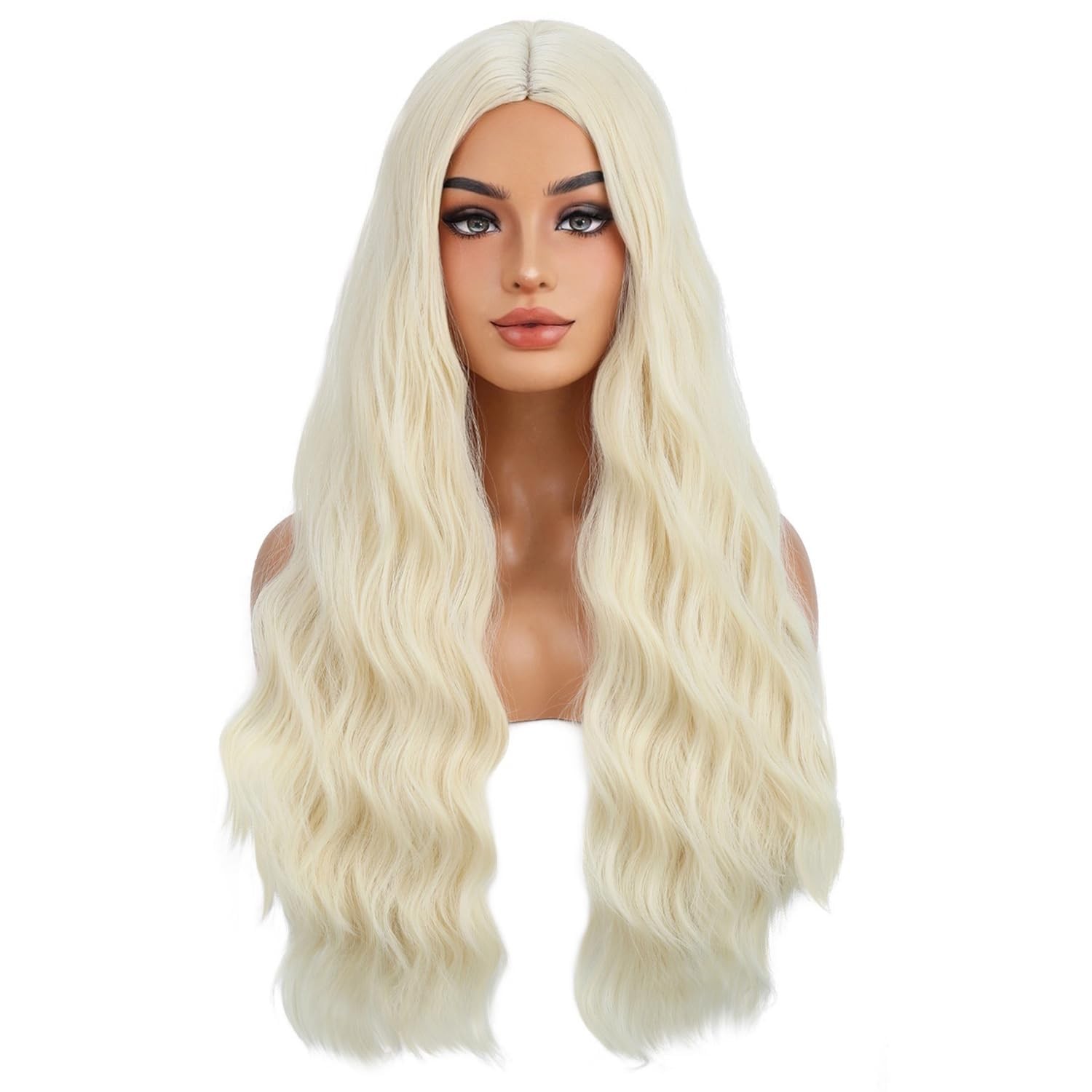 Blonde Wig Long Curly Wig Long Light Blonde Wavy Wigs for Women Daily Party o…