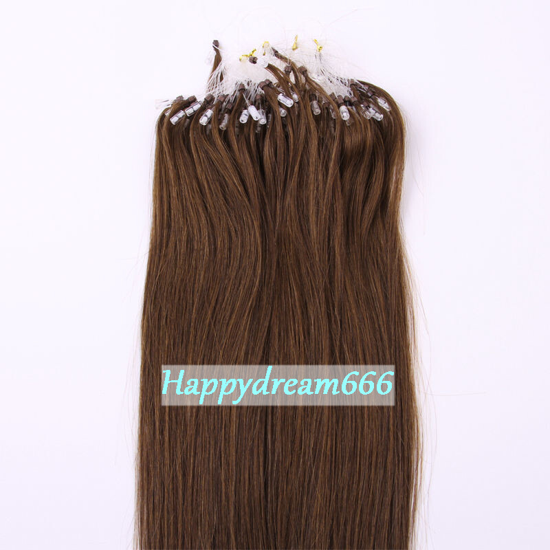Micro Ring Loop Tip Remy Human Hair Extensions Silky Straight Micro Bead Link US
