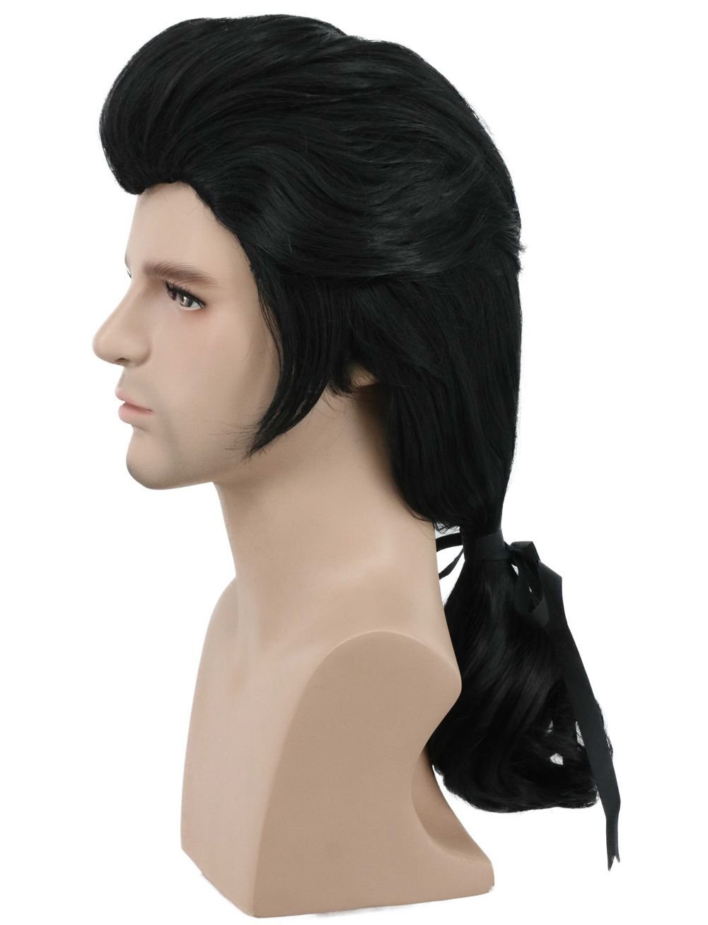 Men Long Wave Black Wig Gaston Colonial Wig Halloween Costume Cosplay Wig