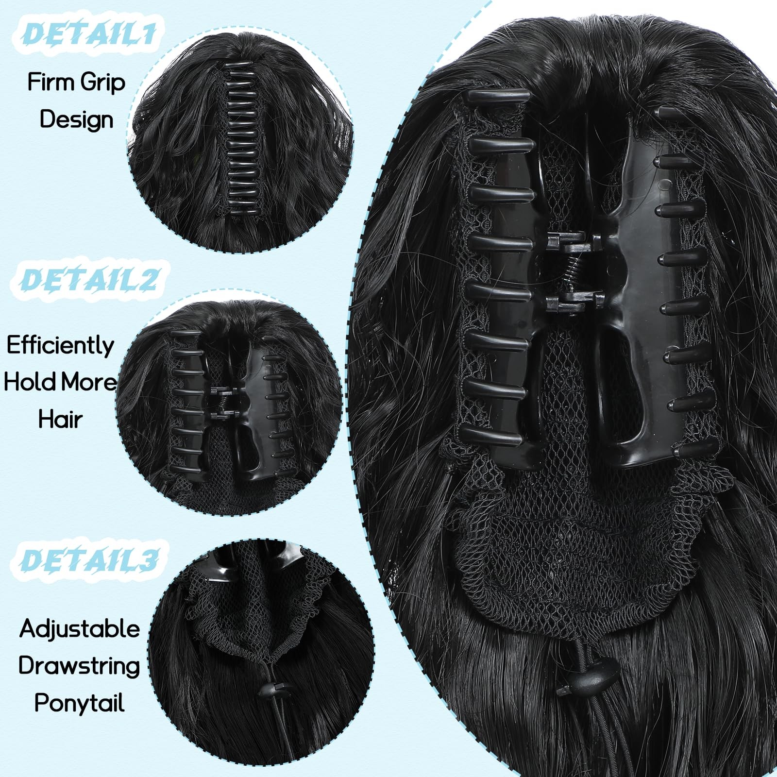 LEDIZE Ponytail Extension, Claw Clip on Pony tails 18 Inch, Chocolate Brown