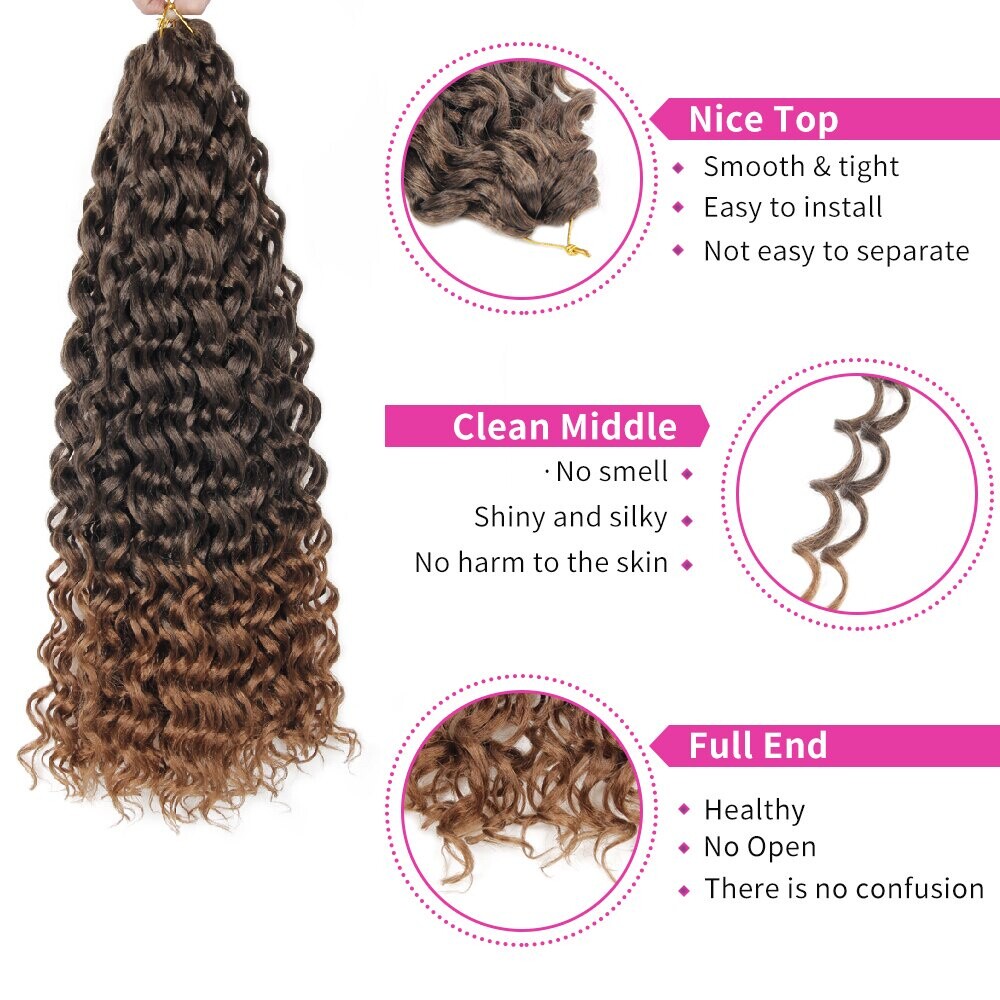 24″ Wave Crochet Braiding Hair Curls Hair Synthetic Braiding Hair Extensions