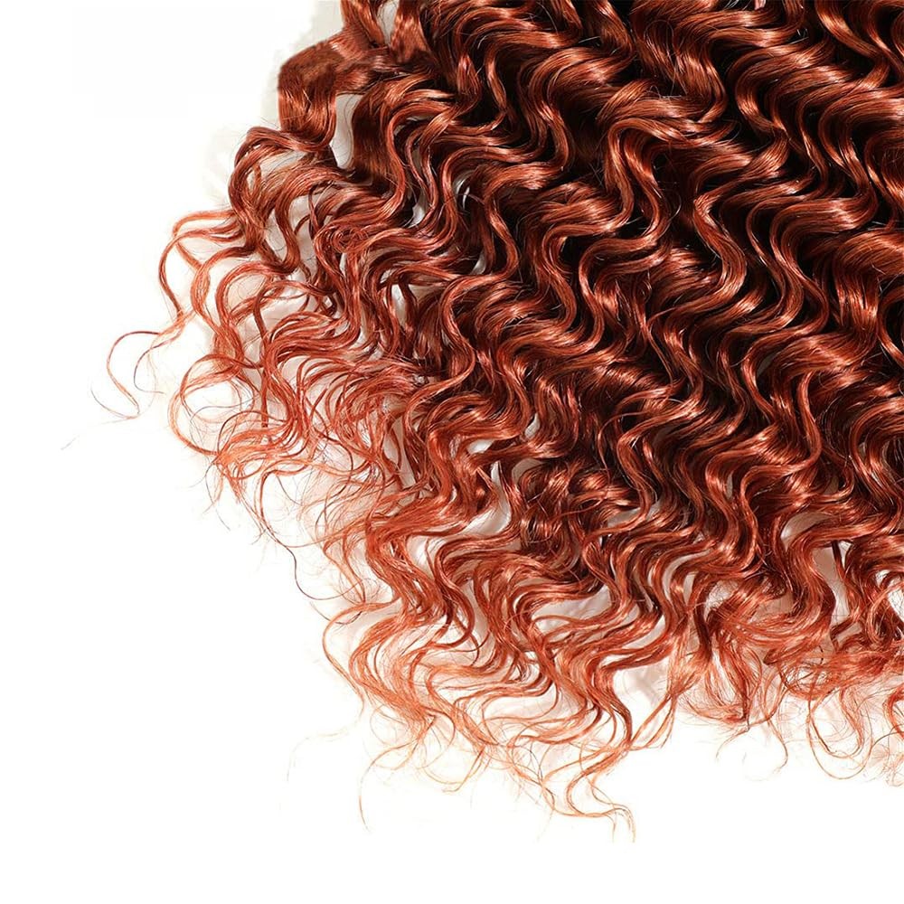 Auburn Deep Wave Bundles Human Hair Color 33 Bundle 18 20 22 Inch Huxowax Brazil