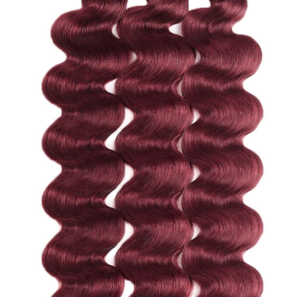 8 10 12 Inch #99J Burgundy Body Wave Human Hair 3 Bundles 100g/Bundle