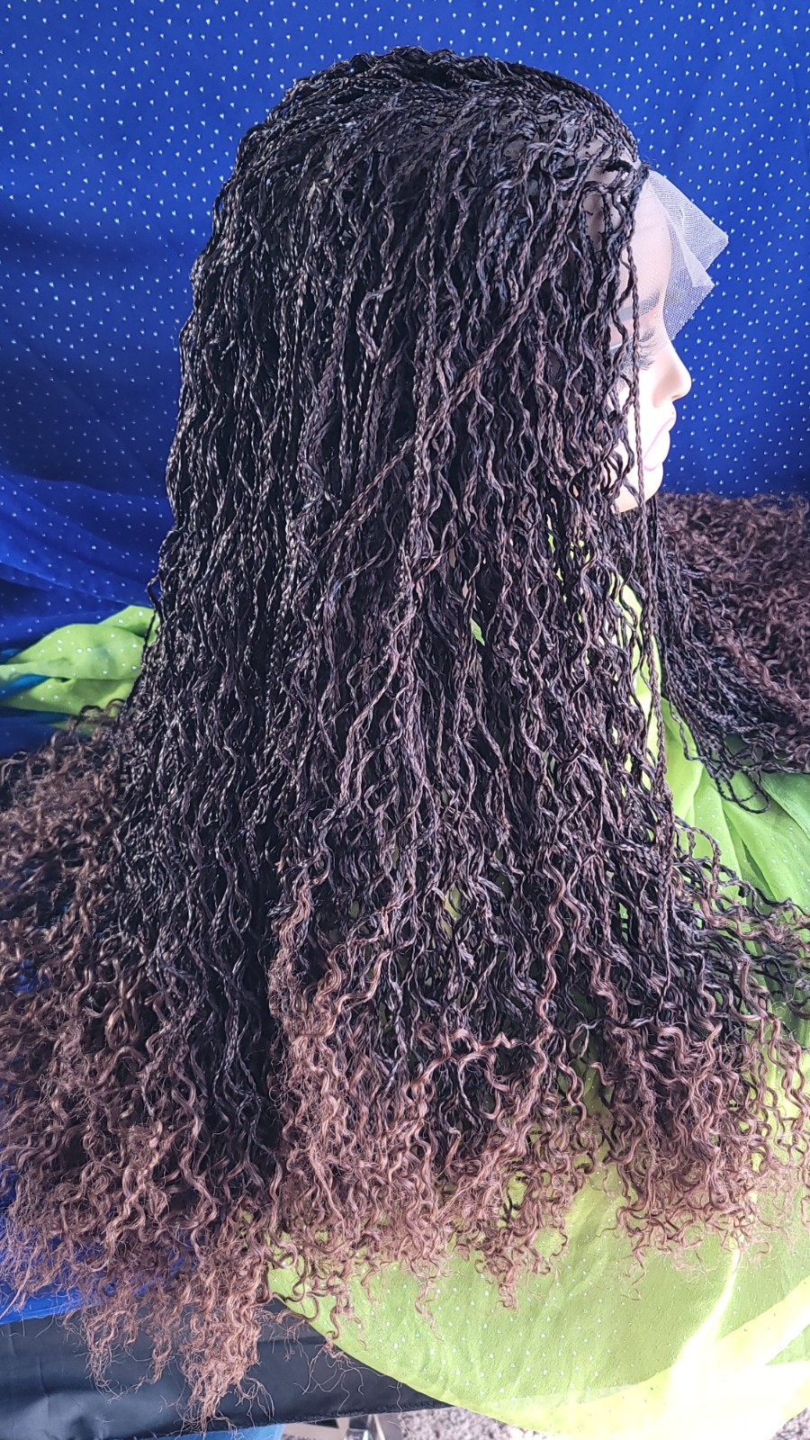 Braided Wig Micro Boho Braids 2/30 Ombre Handmade Full Lace Glueless 26″ Long