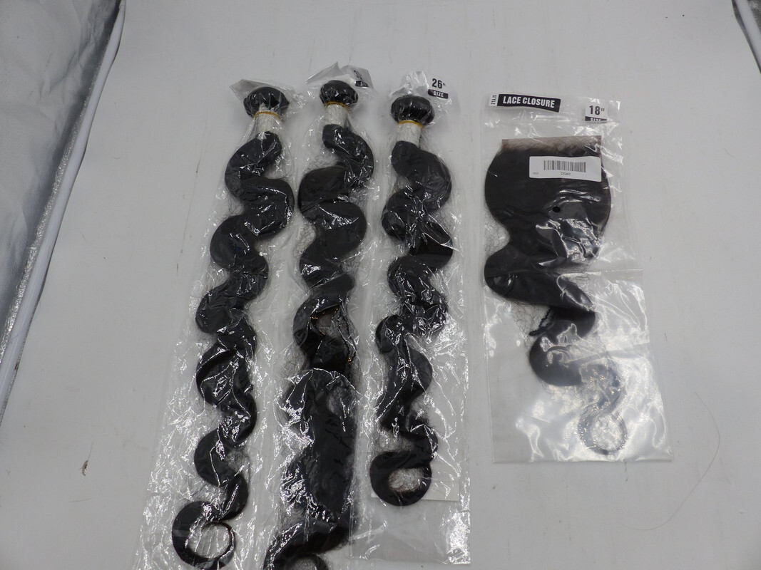LUVIN 3 PC 26″ 28″ 30″ BODYWAVE HAIR BUNDLES W/ 18″ LACE CLOSURE EXTENSION PIECE