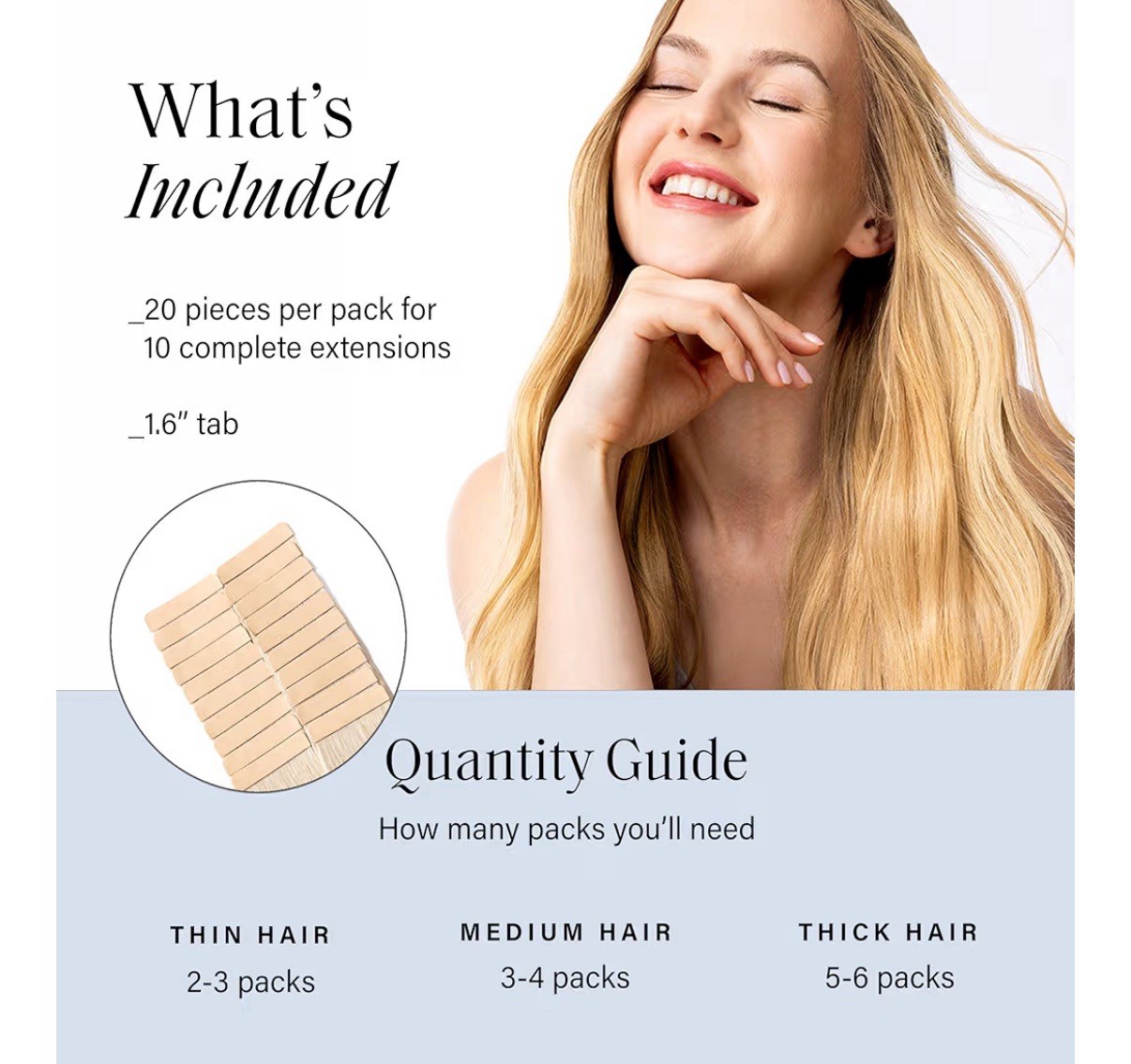 Luxy Tape-In Hair Extension Collection 24″, 50g, Beige Blonde, 20 pieces