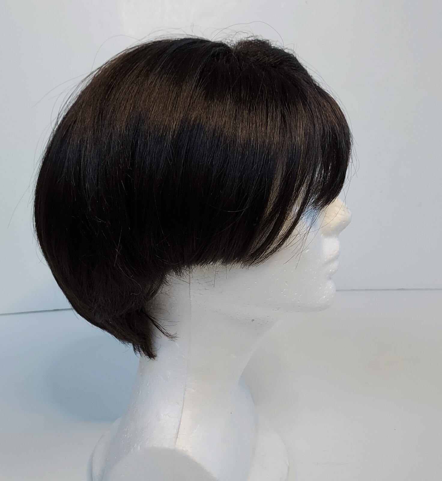 Wig Tapered Stacked Bob Dark Brown Chin Length Personal Fit Cap Magic Touch