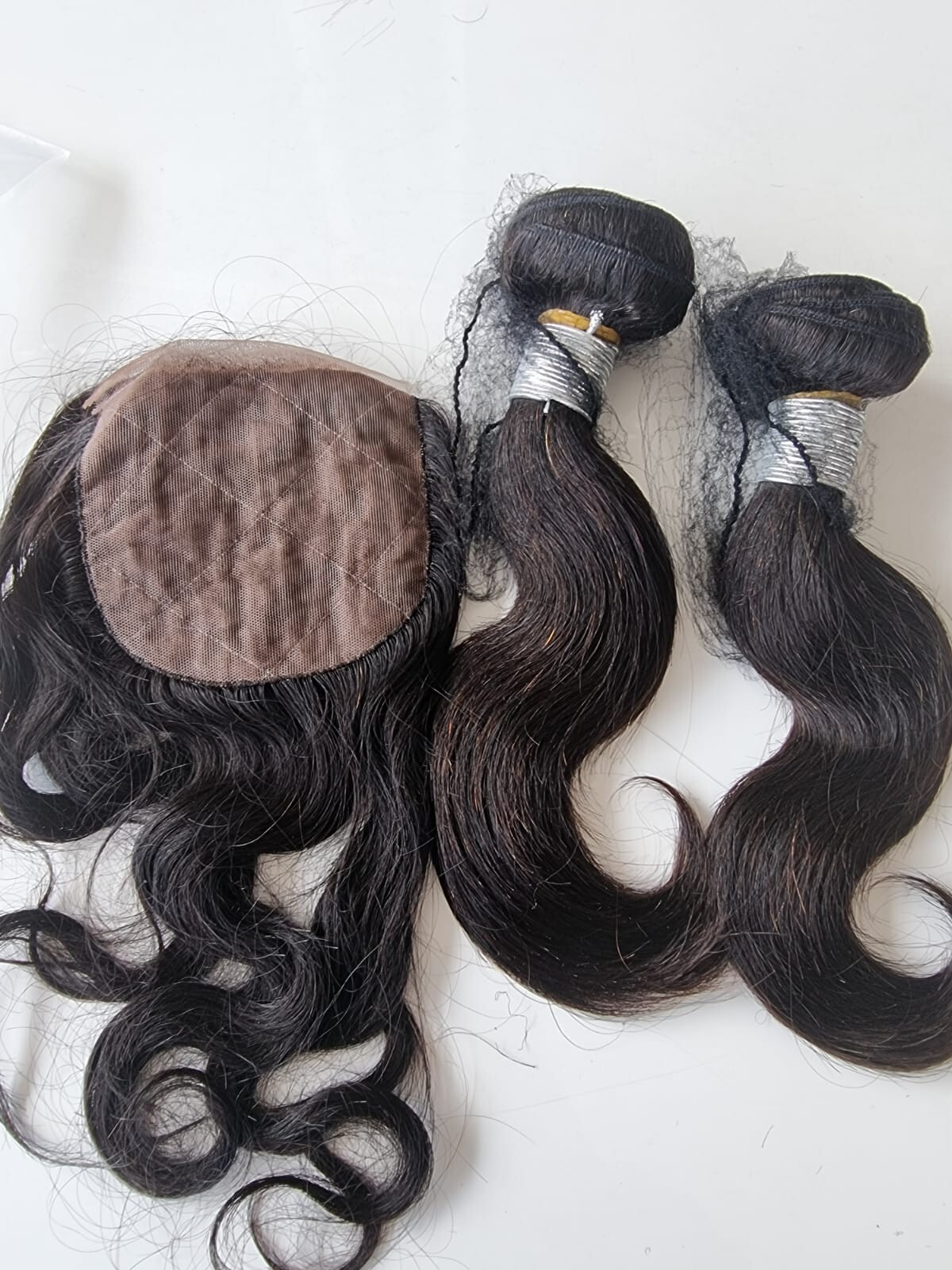12+12 AND 12INCH 4X4 SILK BASE CLOSURE CAMBODIAN HUMAN HAIR 1b# BODY WAVES 250g