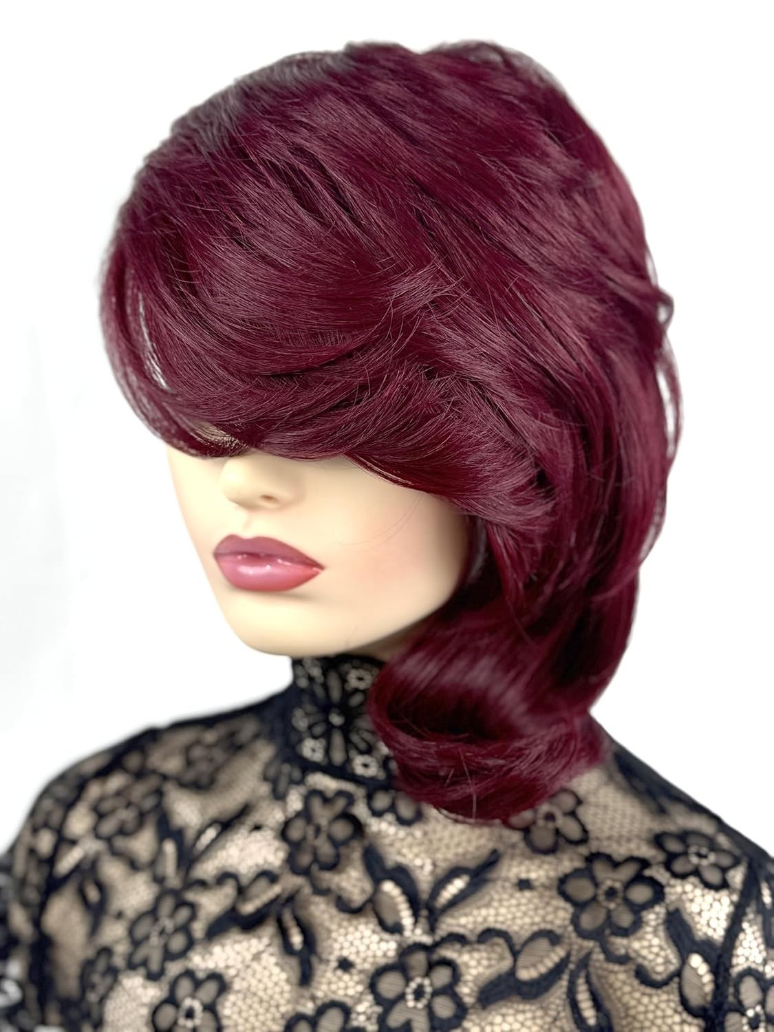 Pixie Cut Wig Human Hair Burgundy Short Layered No Lace for Daily Use