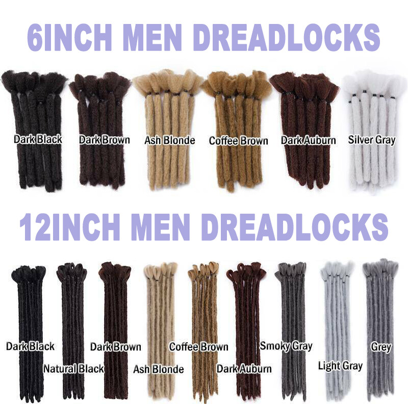 6″/12″ Dreadlocks Hippie Hair Extensions Handmade As Human Short Dreads Locs USA