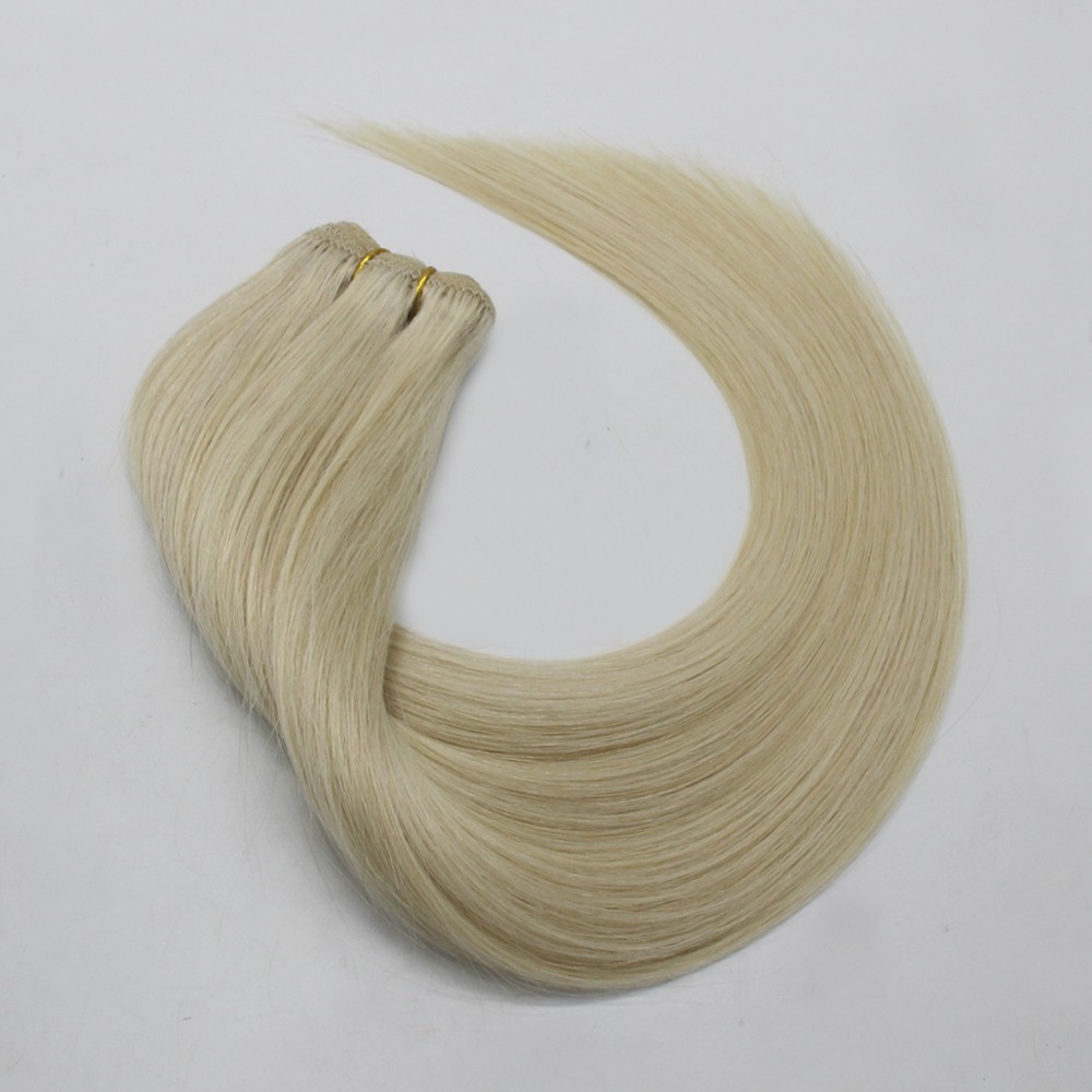 100%Human Hair Weft Hair Extensions Double Weft Machine Stitching Remy Real Hair