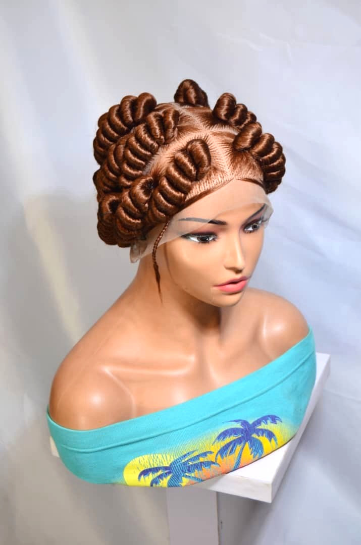 Jumbo Twist Braided Wig Full Lace Baby Hair Spring Twist Bantu Knots