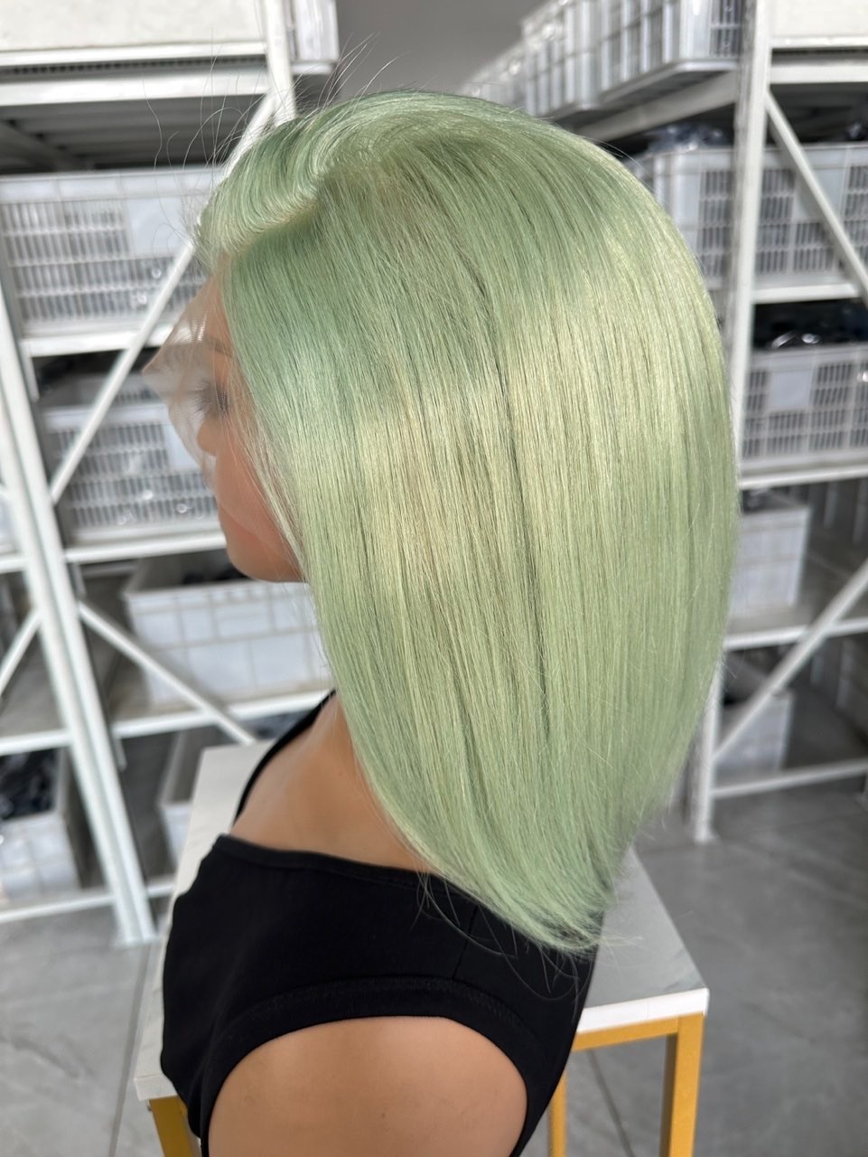High Quality Green 10inch Bob Full Lace Wig Brazilian Human Hair For Black Women