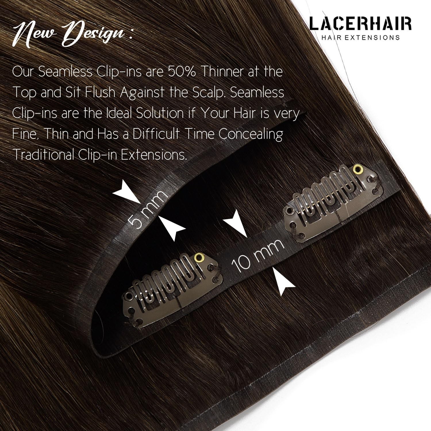 Lacer Seamless Clip in Human Hair Extensions 14″ 110g #1B/6 Balayage
