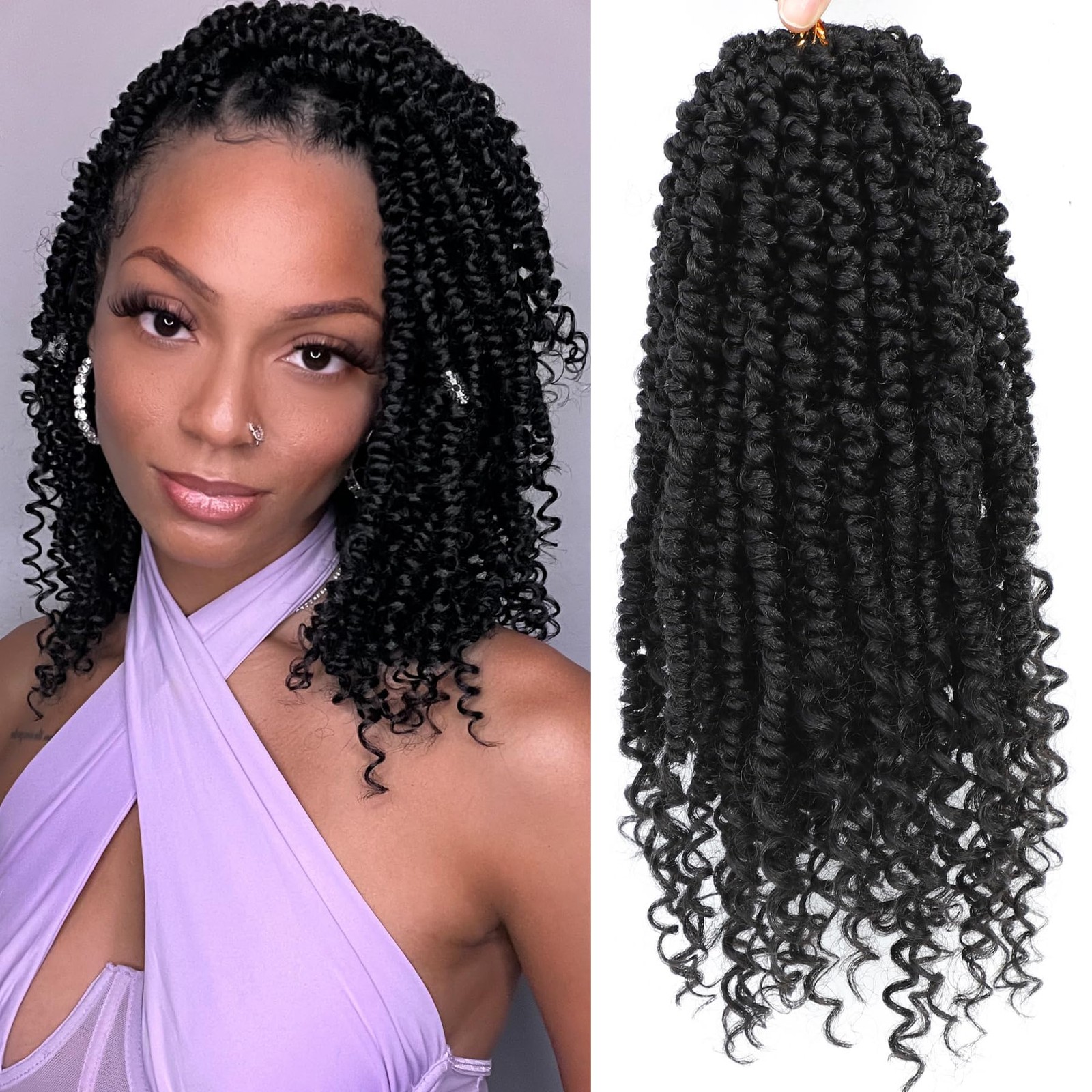 Passion Twist Crochet Hair,12 Inch 9 Packs Pretwisted Passion Twist Hair, Soft P