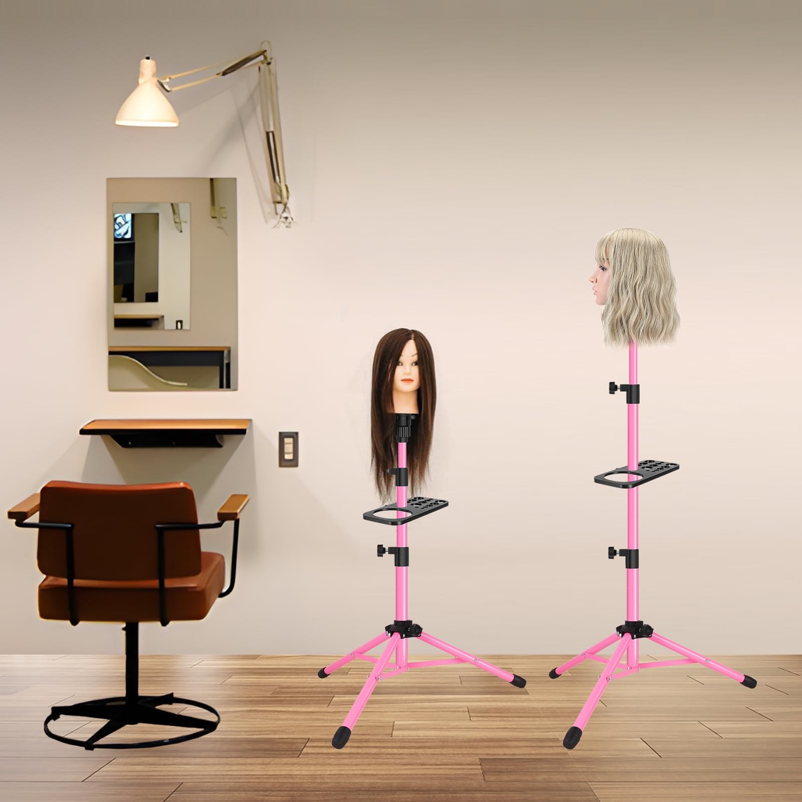 ZQIAN BEAUTY Wig Stand Tripod 50 Inch Metal Mannequin Head Pink