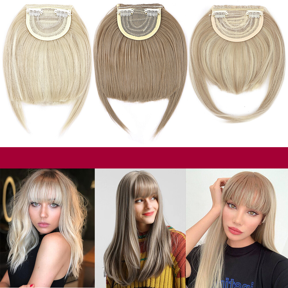Real Thick Bangs Clip in Front Fringe AS Human Hair Extensions Fake Topper Bangs