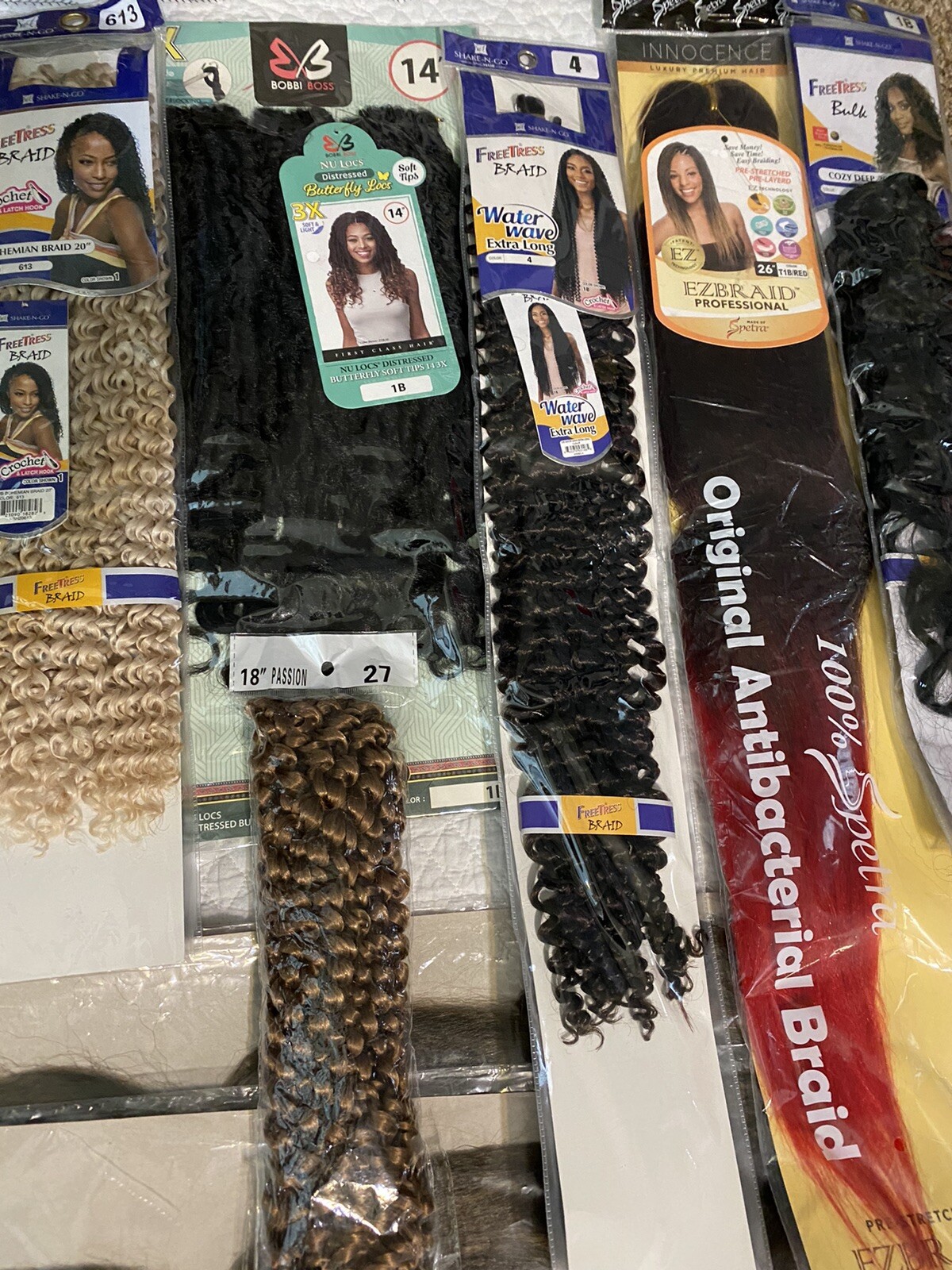 Lot Of 23 Pieces Water Wave Passion Twist Crochet Hair Extensions all colors