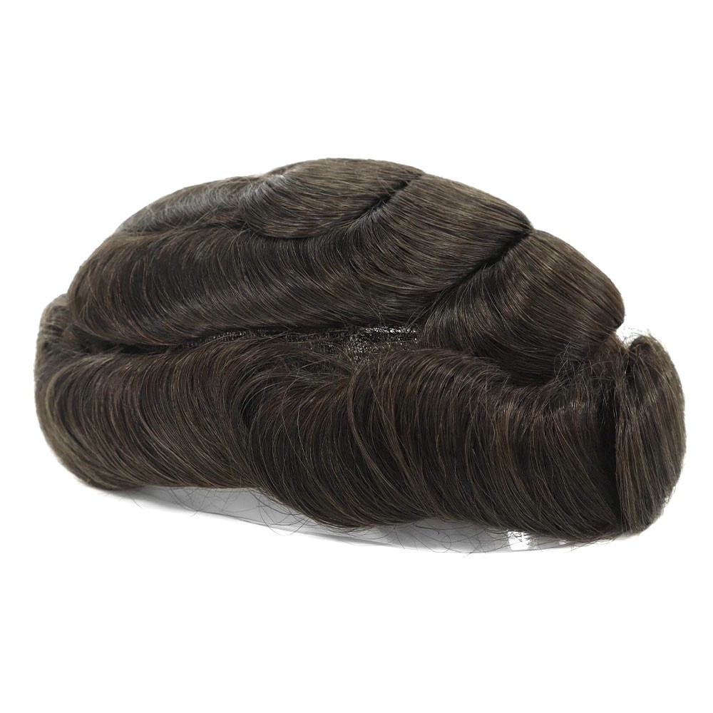 Mens Toupee Hair Replacement System Lace Front Mono Human Hair Pieces #2