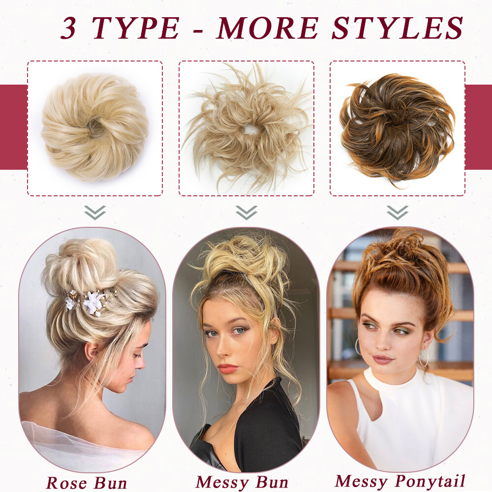 100% Real THICK Curly Chignon Messy Bun Updo Cover Wrap Hair Piece Extensions