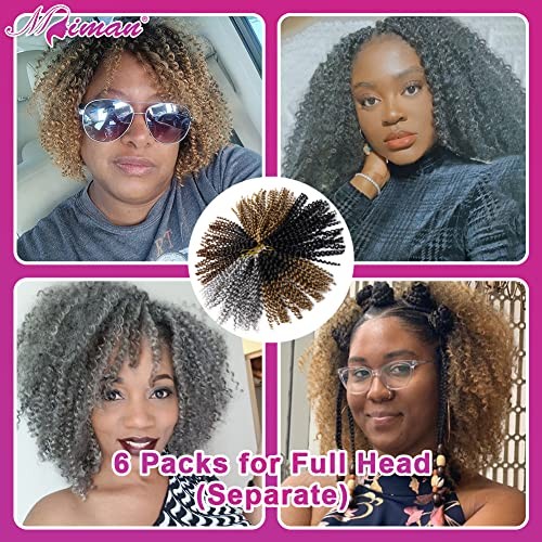 6 Packs Short Grey Passion 8 Inch Passion Twist Crochet Hair-Black Mixed Grey