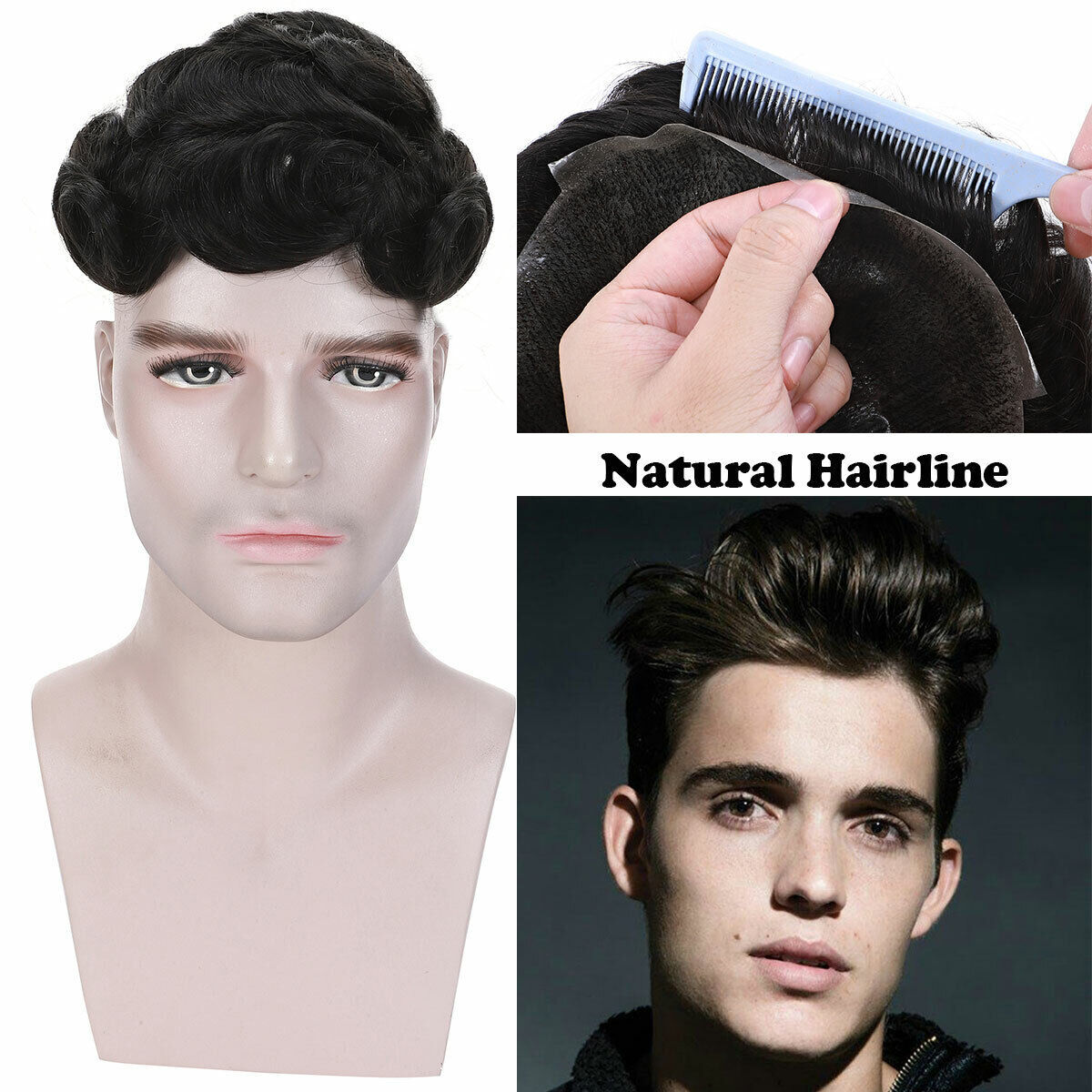Ultra Thin Skin Mens Toupee Invisible Men Hair Replacement System TOP Hairpieces
