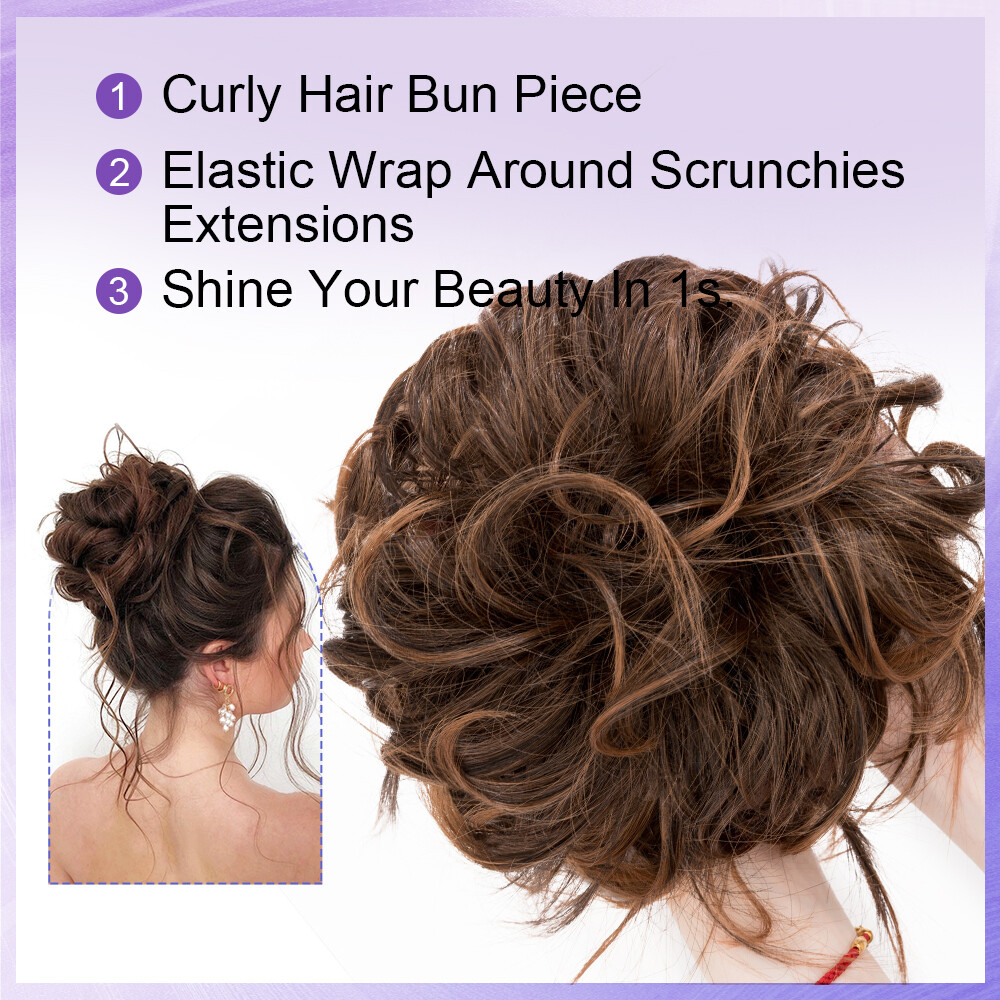 MESSY THICK Bun Hair Piece Scrunchie Updo Wrap Extensions Straight Real As Human