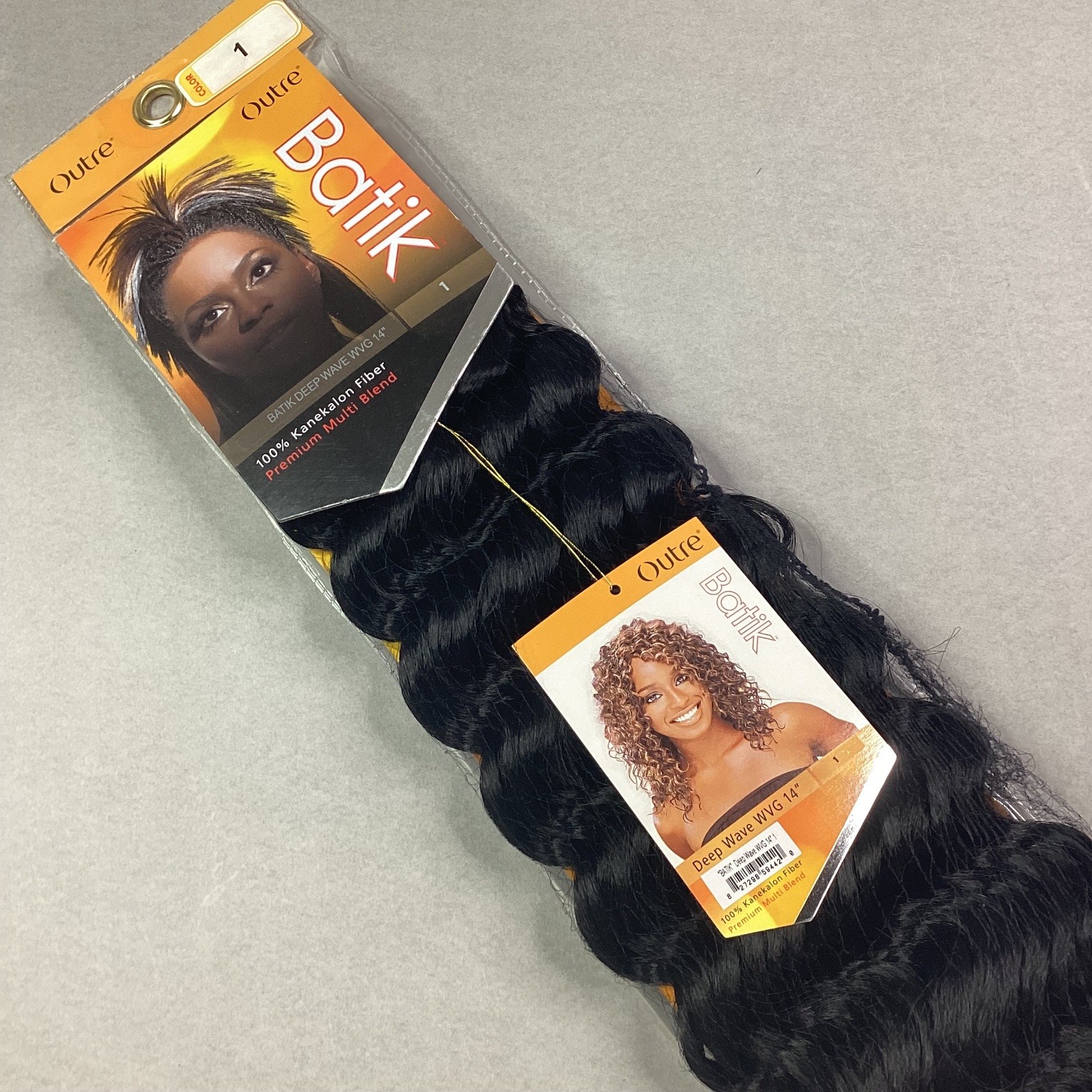 Outre Batik Deep Wave Hair Extensions 14″ Kanekalon Fiber #1 Jet Black