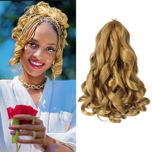 French Curly Braiding Hair 12 Inch 8 Packs Curly 12 Inch/Pack of 8 Blonde