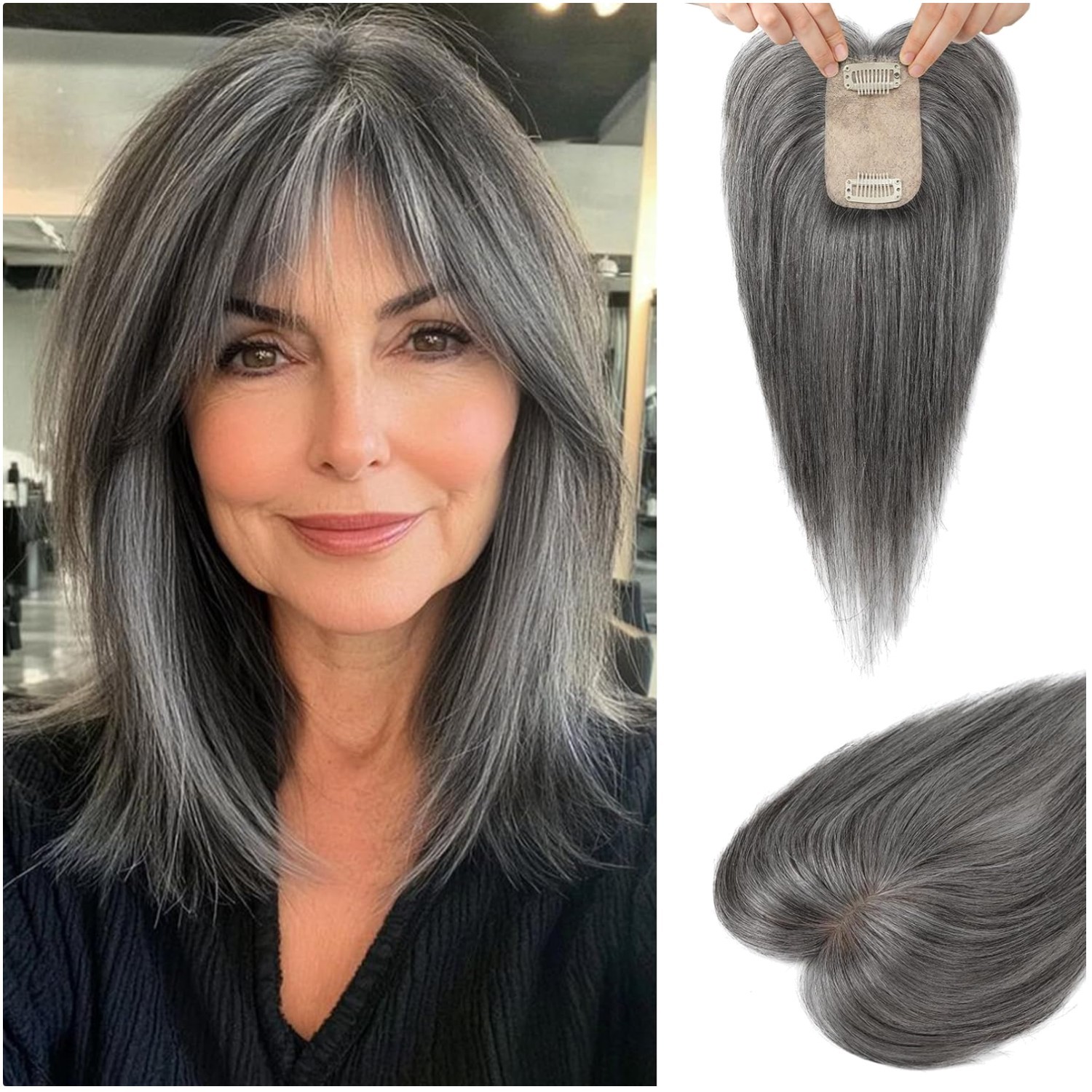Real Human Hair Toppers for Women – 10 Inch Clip in Bangs*-