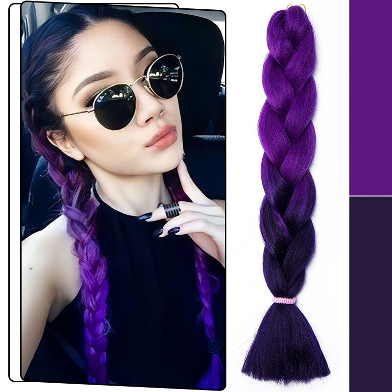RUMI HAIR Jumbo Braid Rainbow 60cm Purple Box Crochet Braiding Hair Extensions