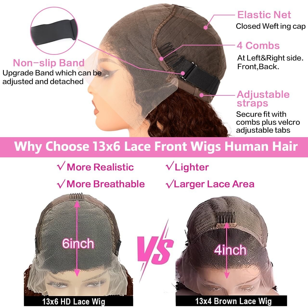 30Inch Chocolate Brown Human Hair Wig 200 Density 13×6 HD Deep Wave Lace Front W